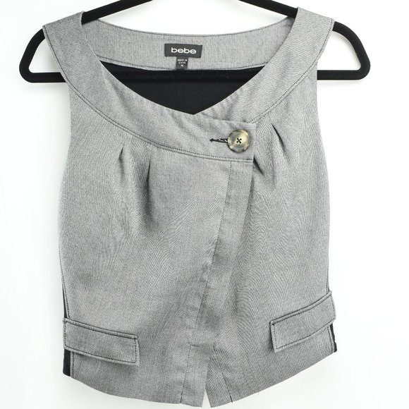 bebe Tops - Bebe Womens Size M Blouse Gray & Black Vest